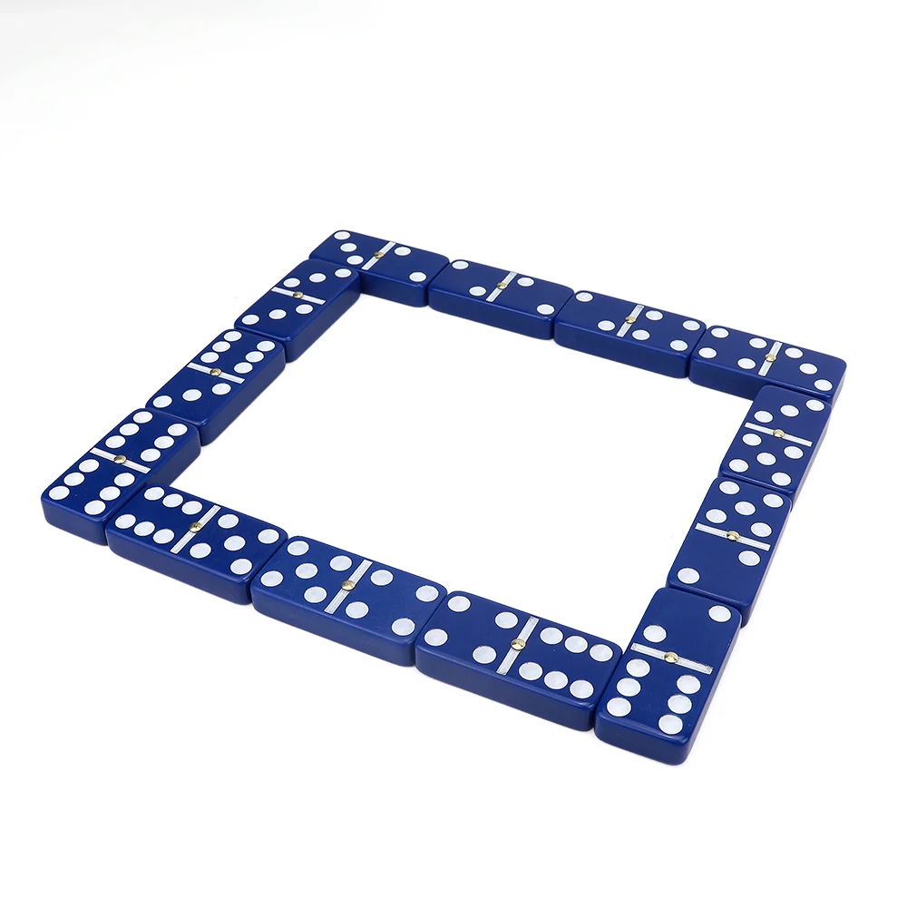 Factory Wholesale blue color double six plastic domino rally tonament size in plastic box for table casino game