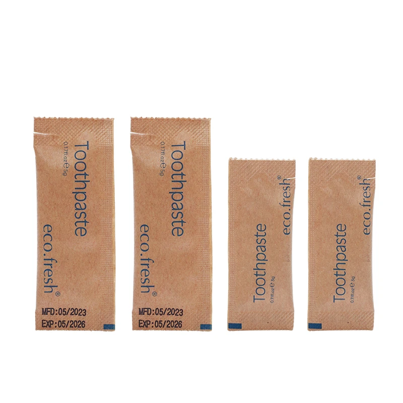 Wholesale Custom 3g / 5g Airline Travel Size Eco Friendly Kraft Paper Sachet Disposable Mini Toothpaste For Hotel