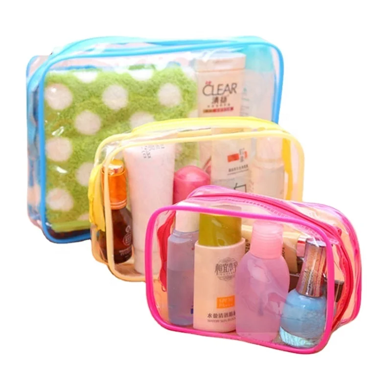 Cosmetic Bag Hot-sale High Quality Stock PVC Fashion 0.15mm PVC Zipper No Printing without Printing 15x10x7cm 18x12x6cm SDS-PV-1