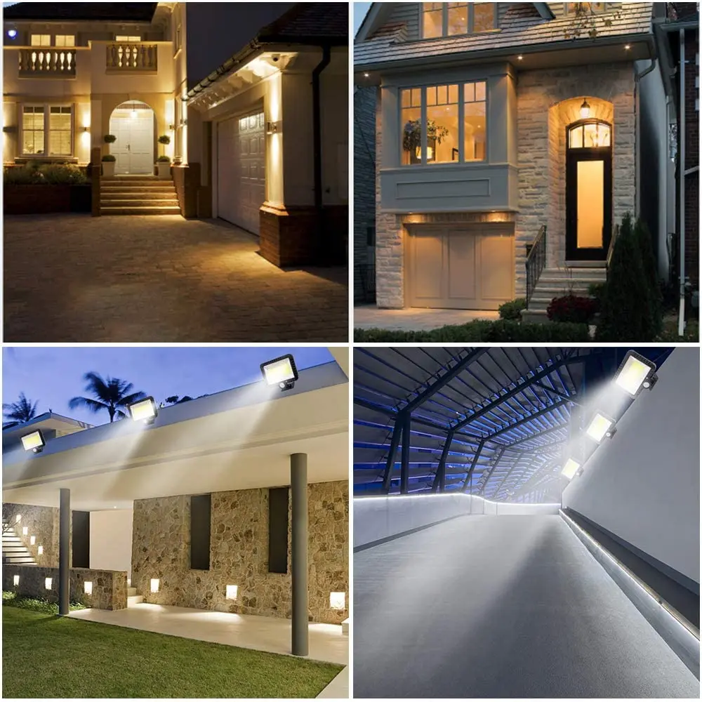 56 98 100  108 120 128 COB LED Outdoor Waterproof Outside Exterior Solar Garden Fence Wall Motion Sensor Solar Security Light