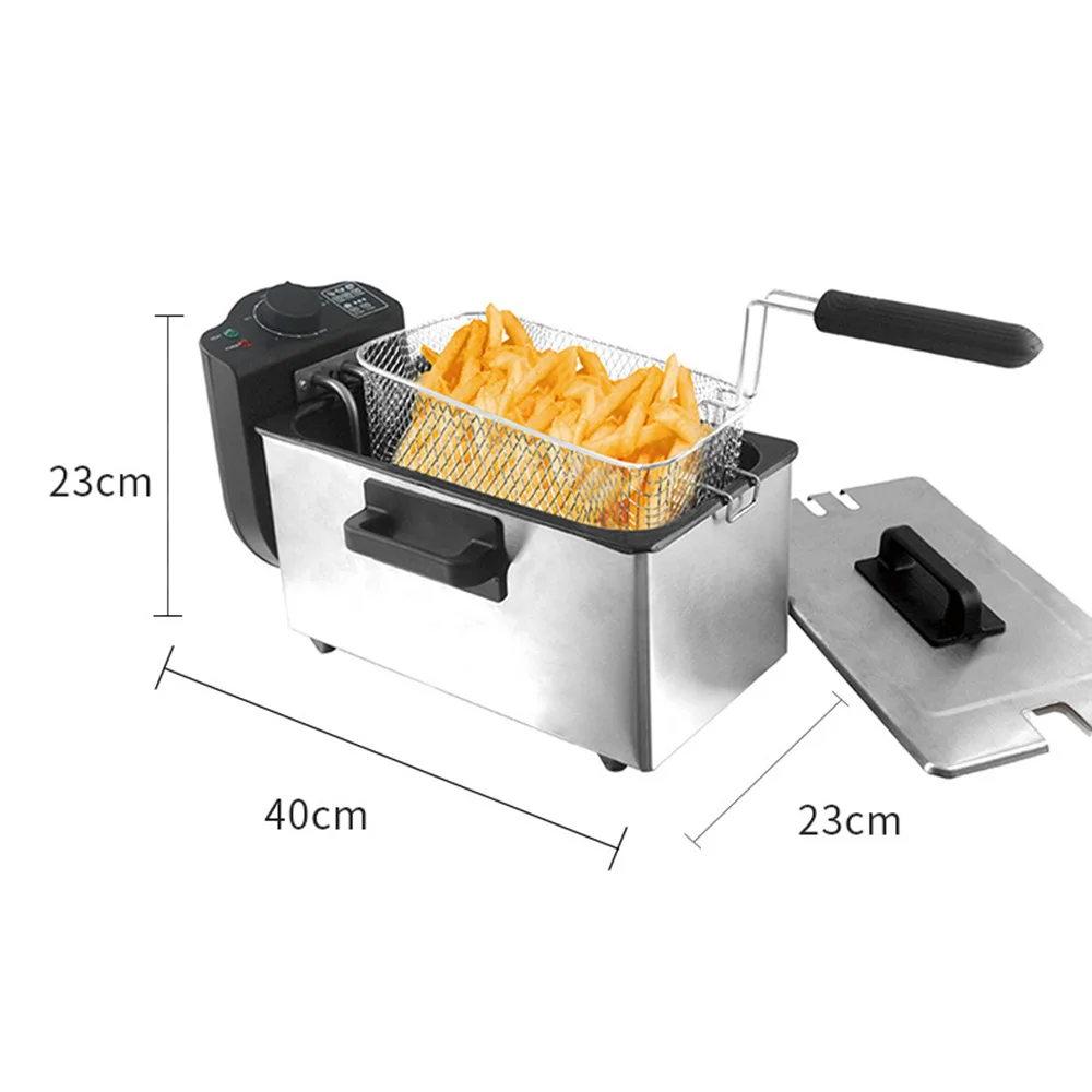 Temperature Control 3.0L Stainless Steel Deep Frying Pan Household Large Capacity French Fries Electric Fryer with Frying Net