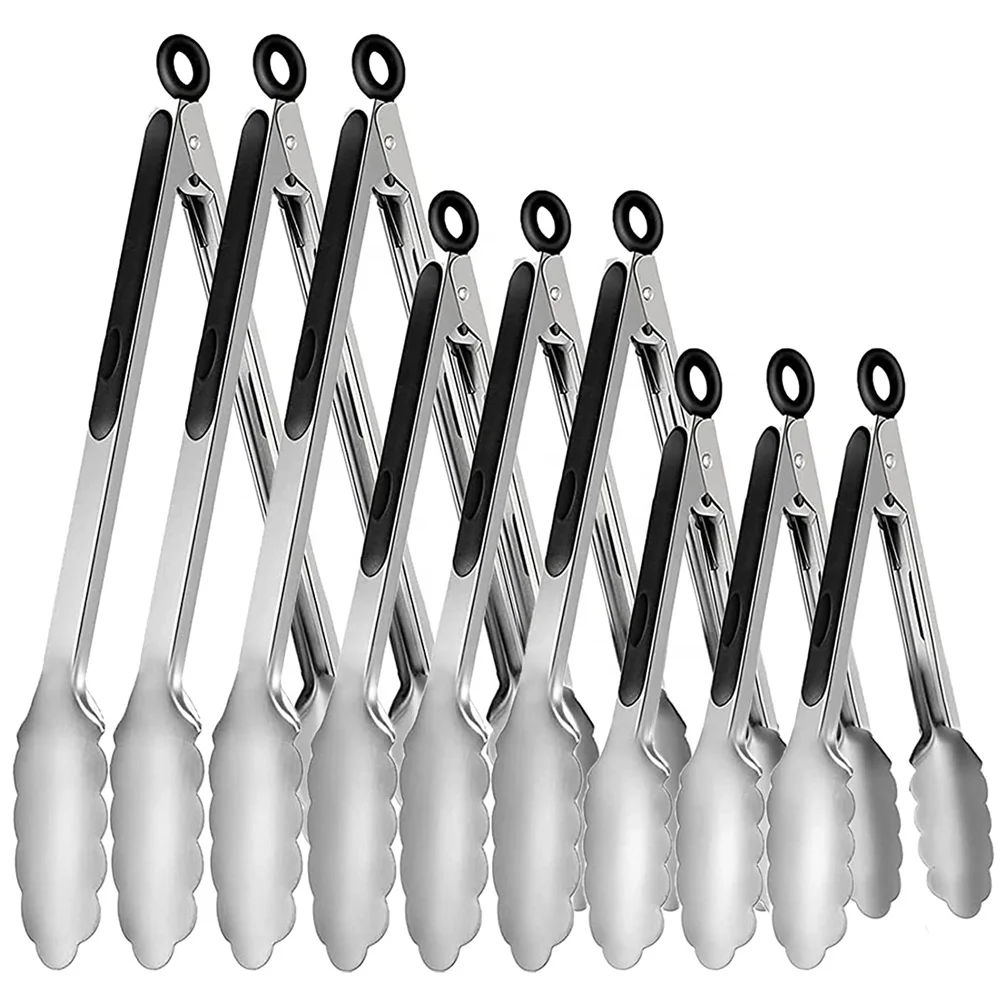 Wholesale Custom 304/430 Stainless Steel Food Clip Tongs Silicone Handle Kitchen Cooking Tongs