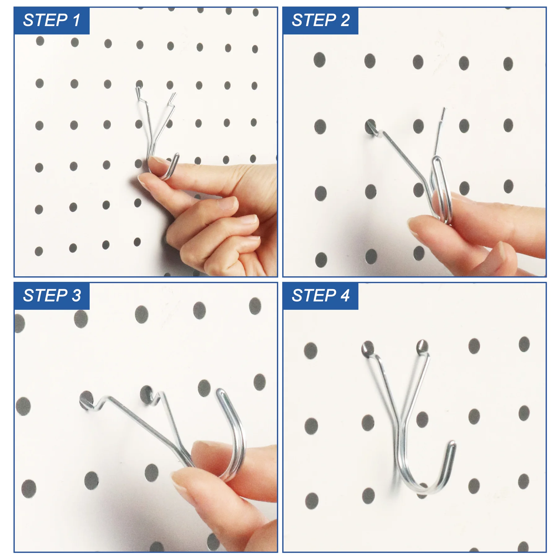 Wholesale Rectangle Pegboard Hooks Stainless Steel 100PC J Hook Set