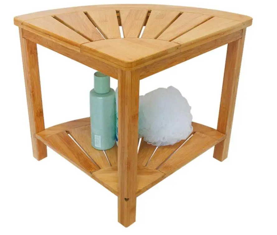 Угловая душевая скамейка и стул для душа с полкой хранения