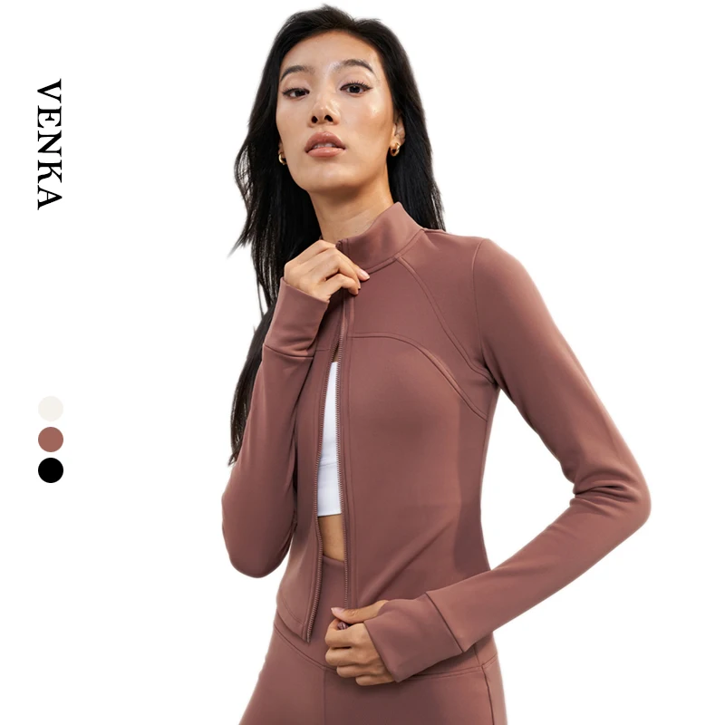 2023 Ladies Thermal Fitness Wear  Keep Warm Work Out Coat Slim Fit  Full Zipper Winter Jacket For Women