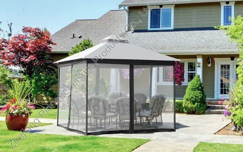 USA Stock Outdoor Gazebo And Pergolas Double Vent Waterproof Grey Heavy Duty Powder Coated Frame Gazebo Tent For Patio Lawn Deck