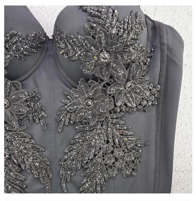 Intiflower 6688 High Quality Elegant Women Embroidered Longline Corset Bras for Wedding Dress Party Bustier Bra