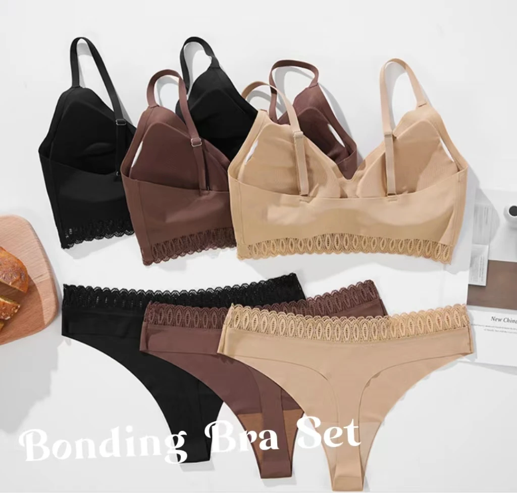 seamless women wireless bra and panty set
