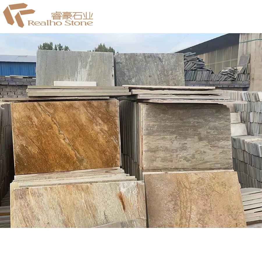 Natural Rusty Color Yellow Slate Flooring tile For Outdoor tile