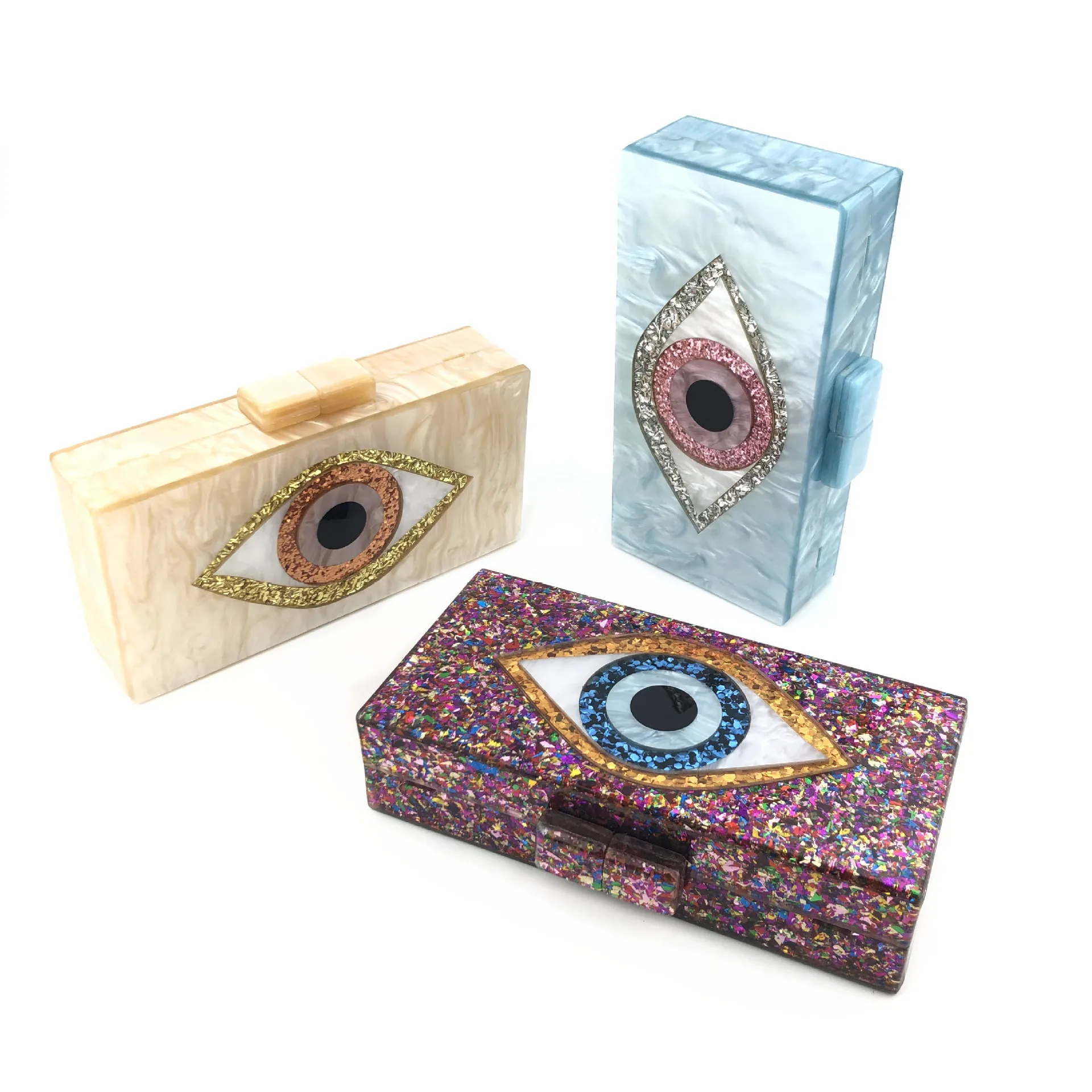 Однотонный черный пэчворк Блестящий сглаза акриловый ПВХ пластиковый бокс клатчи летние пляжные дорожные вечерние сумки женские акриловые сумки