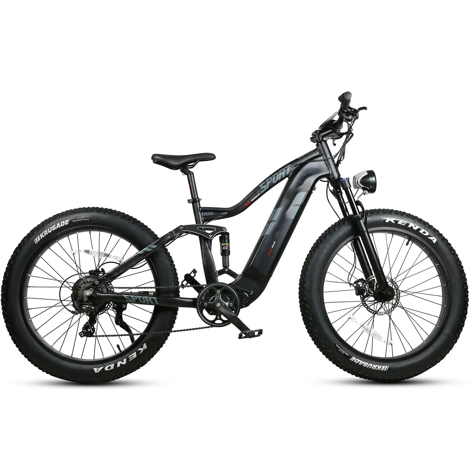 RS-A08 electric fat tire bike 7speed 48V17Ah 750W BAFANG motor 26 inches fat tyre road ebike Soft tail electric off-road bicycle