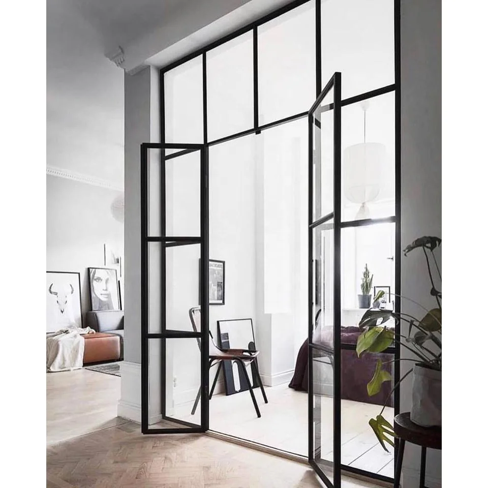 Tempered Glass Front Doors Wrought Iron French Doors Exterior Steel Swing Graphic Design 5 Years/Interior Doors For Houses