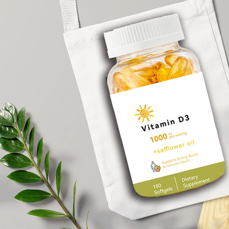 EU STOCK BULK JHD cGMP factory vitamin d3 softgel 1000IU vitamin d3 soft capsules with safflower oil