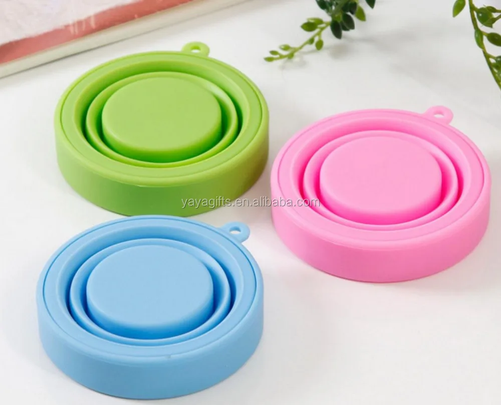 custom design portable and food grade collapsible cups travel silicone folding mug
