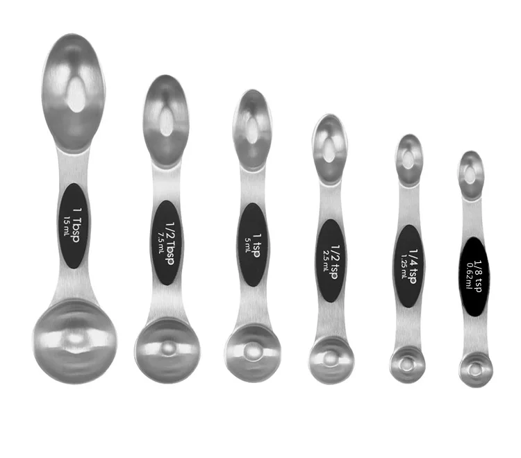 stainless steel double-headed measuring spoon, six-piece baking scale measuring spoon, magnetic absorption sodium seasoning