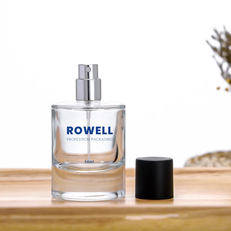 50ml round shape cylinder luxury fragrance spray glass perfume bottle