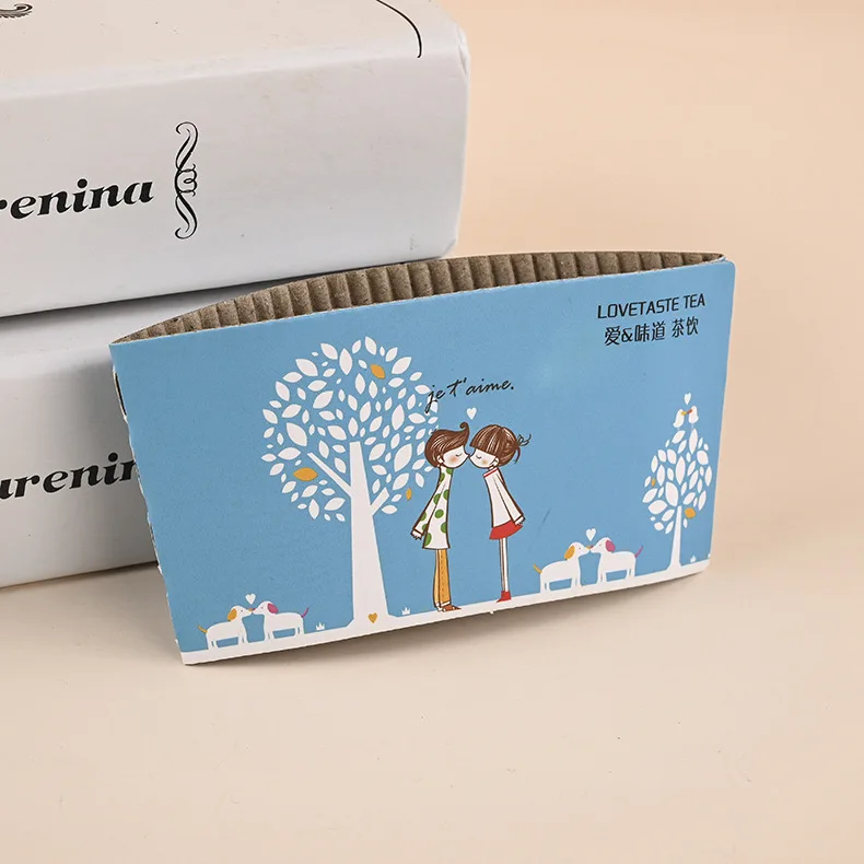 Custom Cup Sleeve Hot Cup Customized Logo Biodegradable Cardboard Kraft Paper Coffee Cup Holder Sleeves