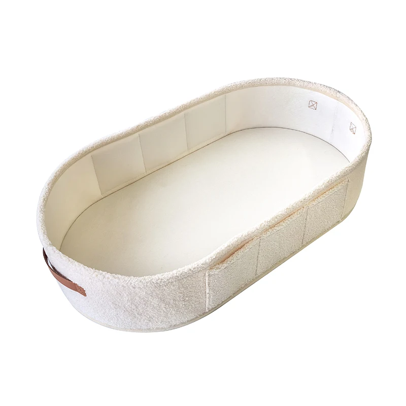 New Design Soft Large Teddy Velvet Gift Moses Basket With Waterproof Changing Pad Nursery Baby Diaper Changing Basket