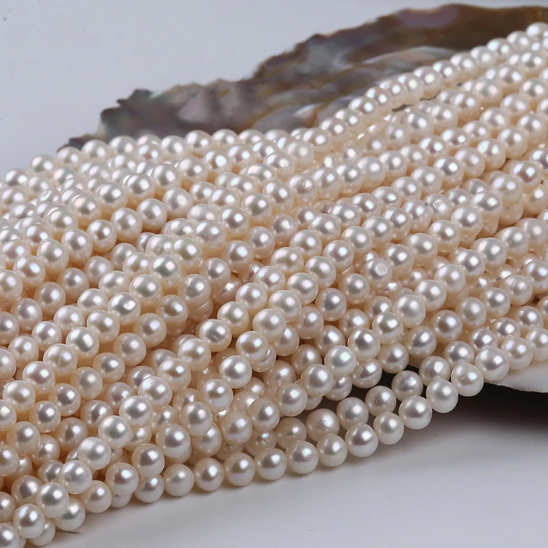 5-6mm high quality White Loose Pearl Freshwater Strand Potato Pearl Bead