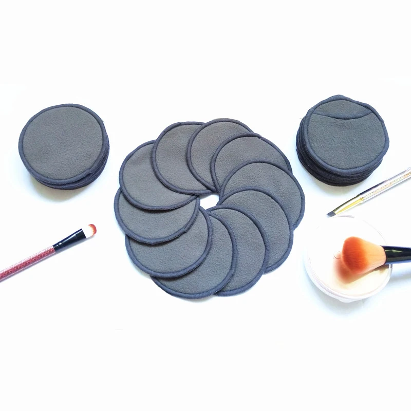 Three layers bamboo charcoal fiber reusable makeup remover pad