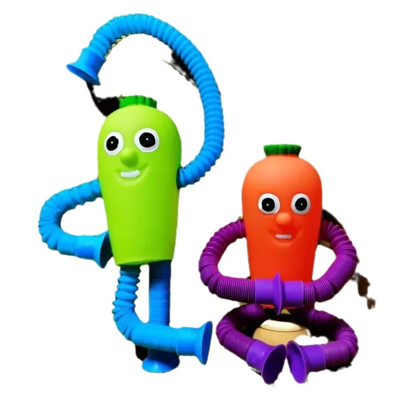 2024 Tiktok Hot Sale Versatile Telescopic Tube Sucker Radish Pinch Music Decompression Versatile Modeling Toys