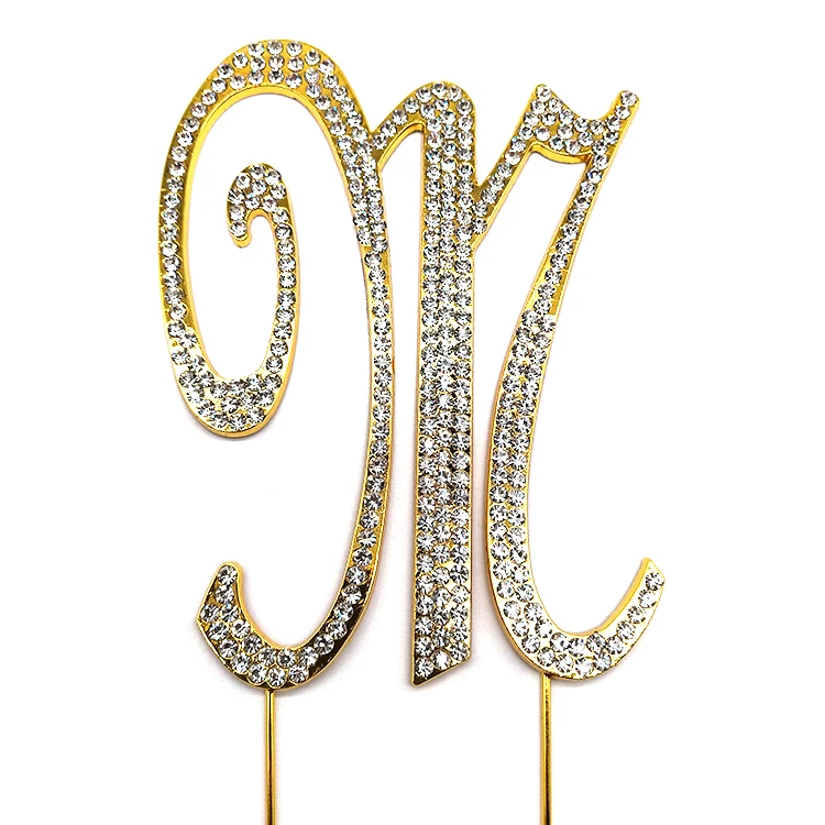 Wholesale Fashion Capital English Letters A To Z Crystal Rhinestone Cake Topper For Birthday Party Cake Decoration