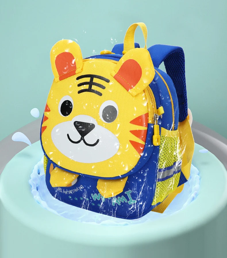 cheap leather animal tiger polyester children Girls Boys waterproof  kids school backpack bag