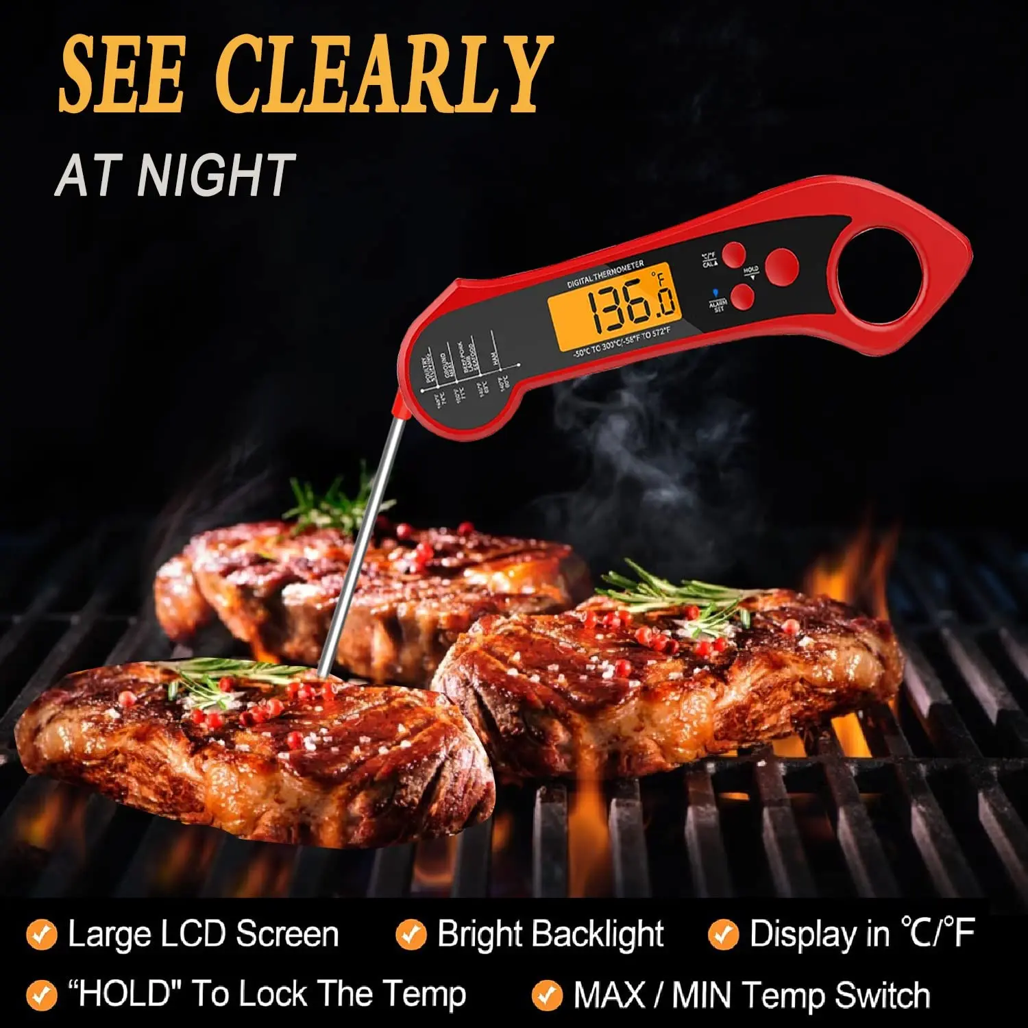 Amazon Hot Stainless Steel Probe Coffee Candy Milk LCD Digital Food Cooking Thermometer