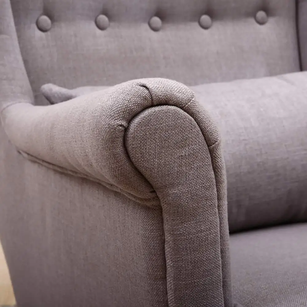 Кресло из льняной ткани с крыльями спинки, кресло для спальни, сиденье с одним диваном и подставкой для ног, удобное кресло с диваном для