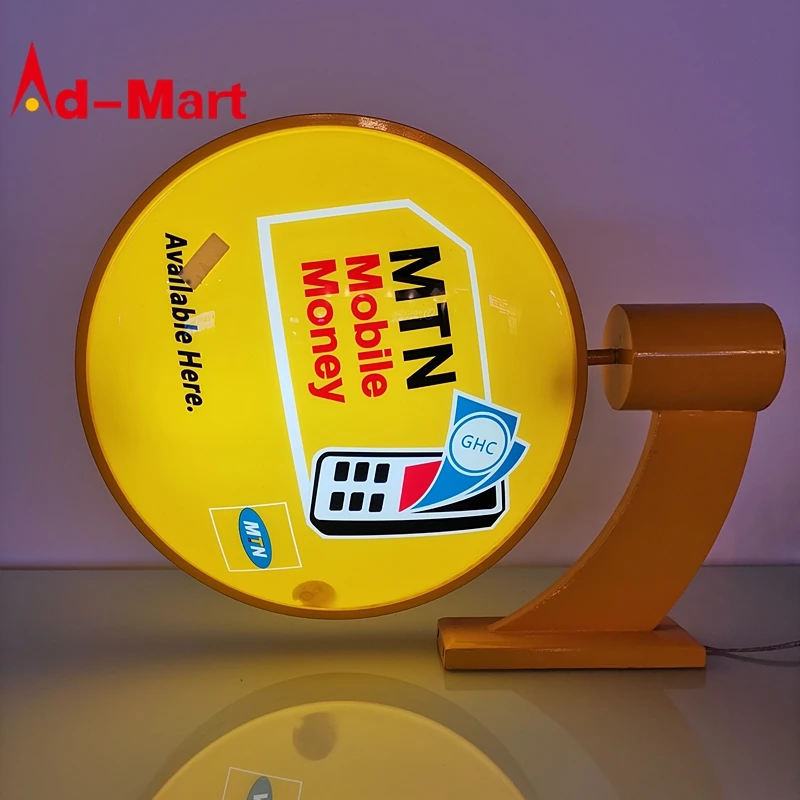 Round Shape Wall mounted Aluminum Frame LED Illuminated Shop Signs Vacuum Light Box Double Side Formed Light Signage