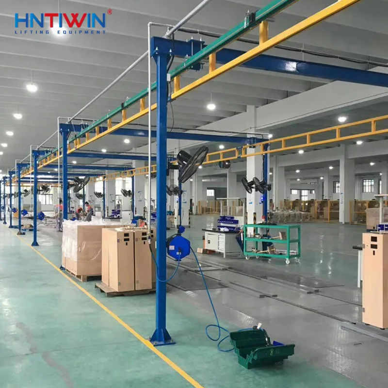 CE approved Workshop Flexible Track Rail Electric Trolley light System Combined Crane
