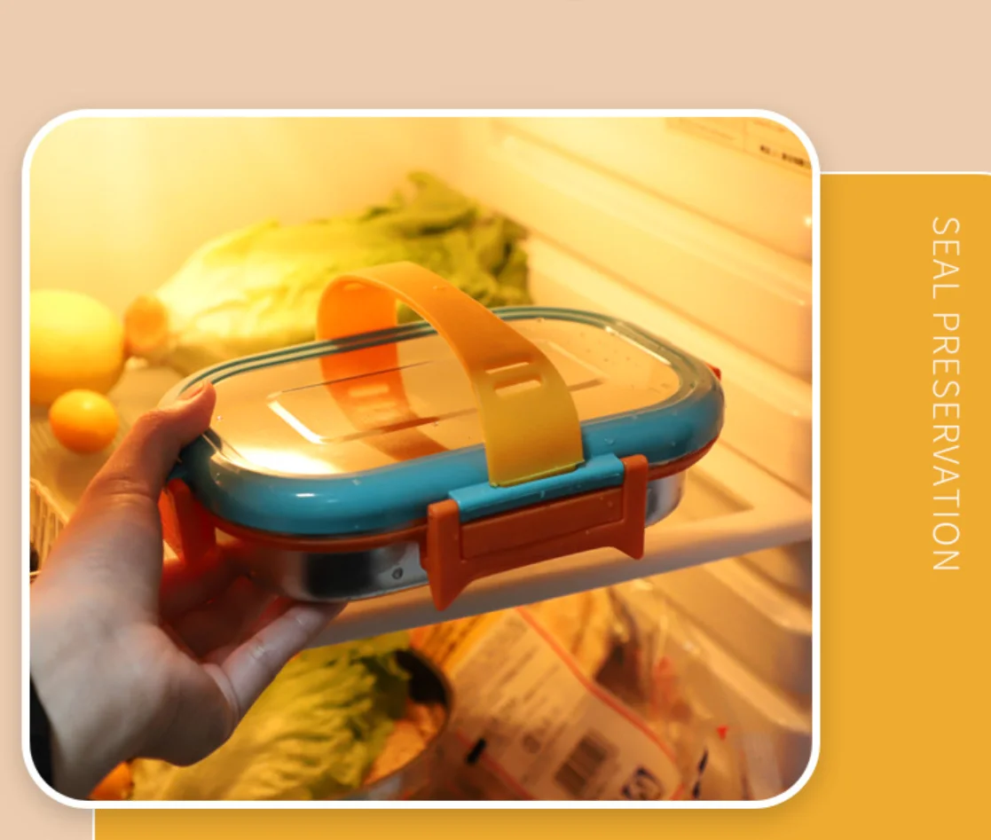 Stainless Steel Bento Lunch Box for Kids Eco Friendly Portion Snack Food Containers Modern Metal Food Pail With Handle