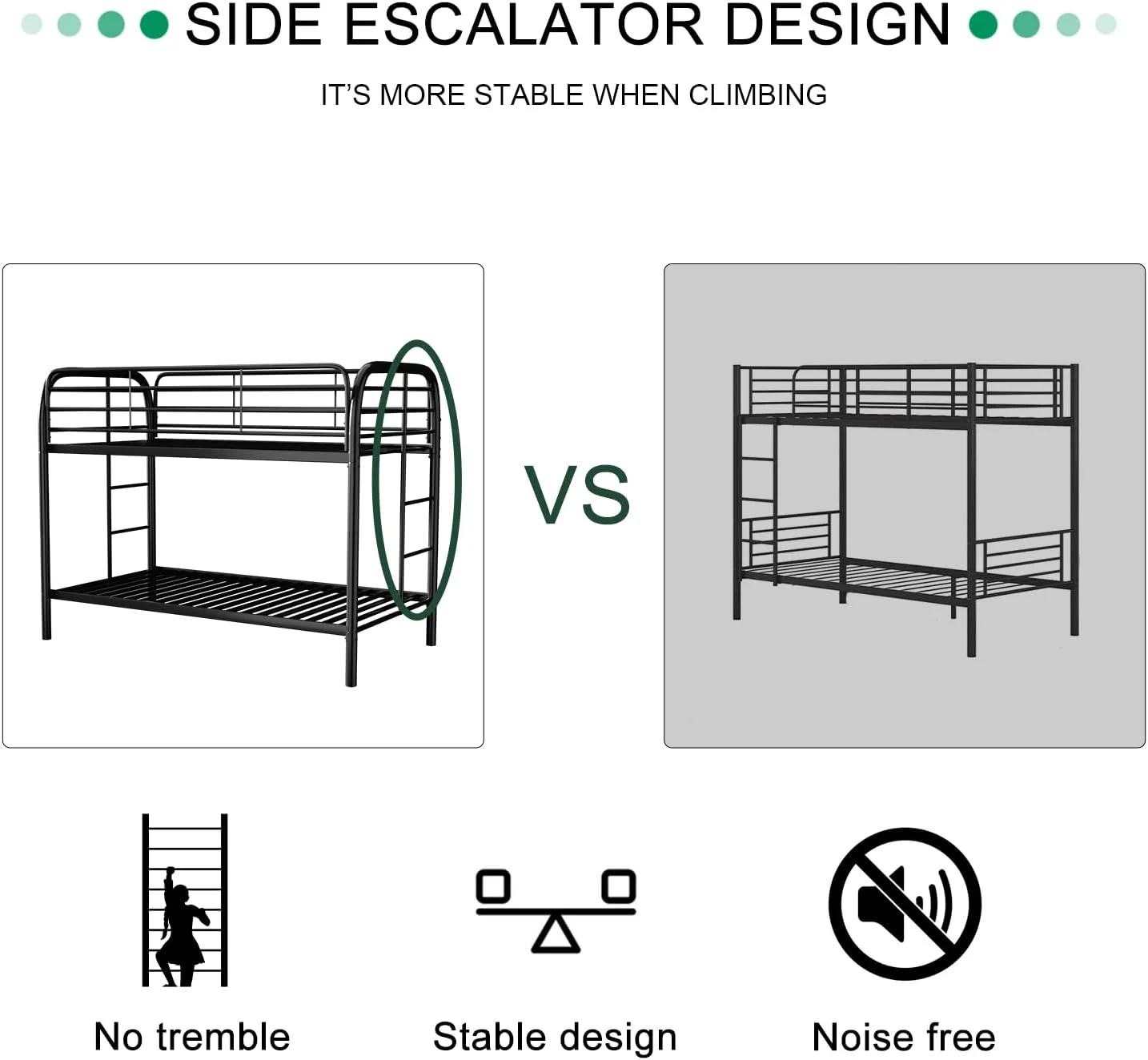 Bunk Bed for Adult Modern Metal Bed Frame Full Size Wrought Iron Bed Frame