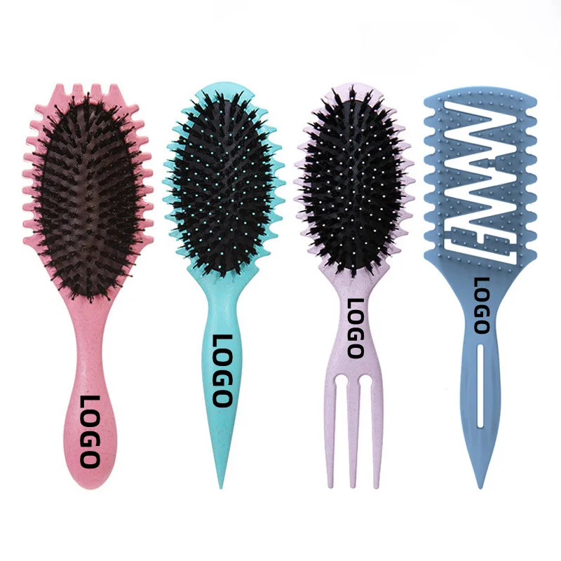 Curl Define Styling Brush Scalp Massage Detangling Hair Brush Comb 2024 New Wheat Straw Women Curl Defining Brush