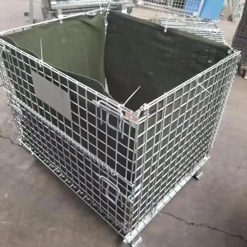 Warehouse storage collapsible bulk wire mesh pallet container