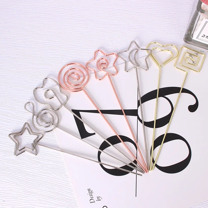 YS1236 Cheap Price Heart Star Flower Shaped Colorful Metal Wire DIY Table Card Memo Clip