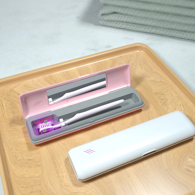portable electric UV light toothbrush travel case for manual toothbrushes