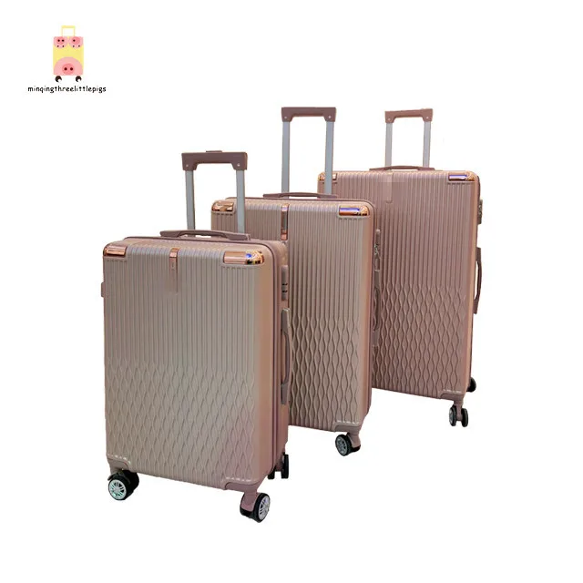 Factory wholesale high quality abs rhombus universal wheels 20 24 28  aluminium  carry on luggage sets 3 piece free shipping
