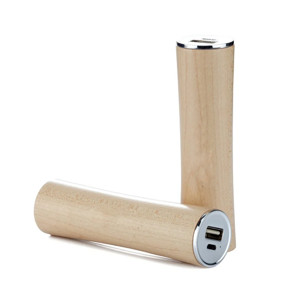 2200mah cylindrical nature wooden  power bank hot selling free sample free shipping to USA customized logo printing power bank