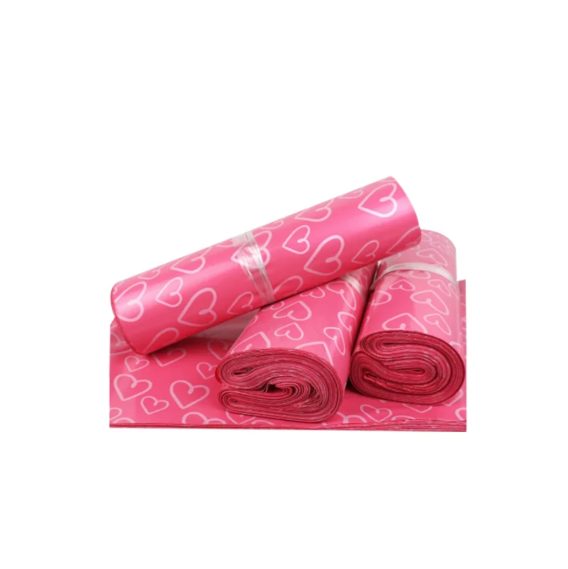 Large Clothes Packaging Courier Bag Heart Printed Rose Red Poly Mailer Thicken Shipping Mailing Bags Adhesive Storage Bags