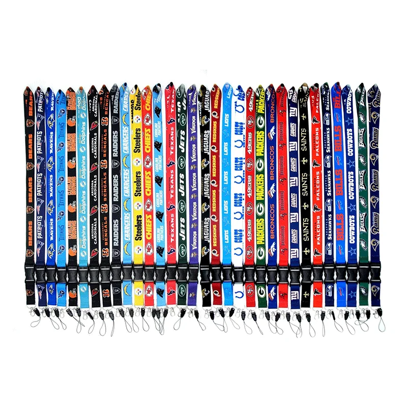 Rugby Extended Lanyard Metal Keychains Club Mobile Phone Sling Key Chain