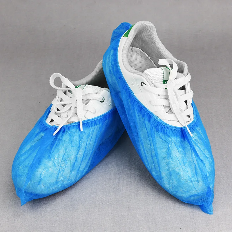Non Woven PE Shoe Cover Plastic Blue Cleanroom Medical Disposable Shoe Cover