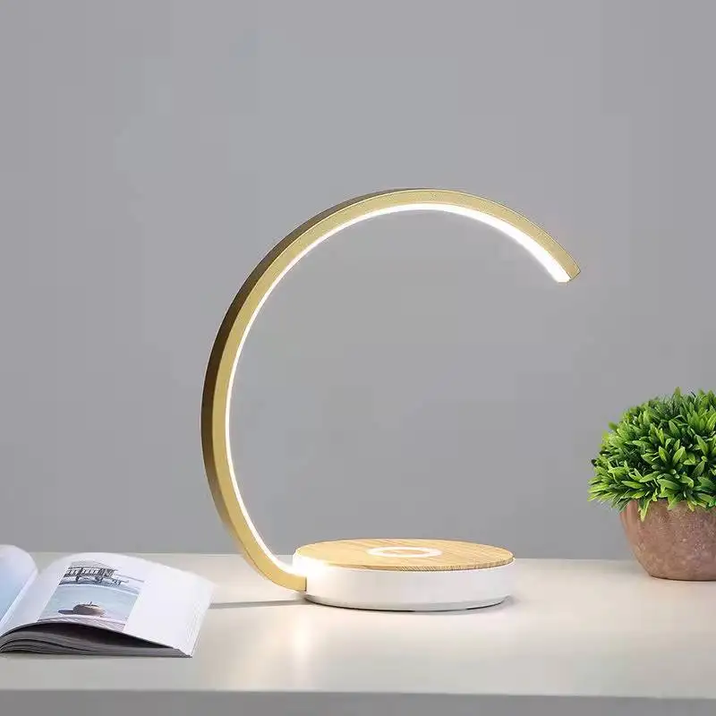 LED Table Desk Lamp With QI Wireless Charger Alarm Clock Eye Protect Light Table Lamp