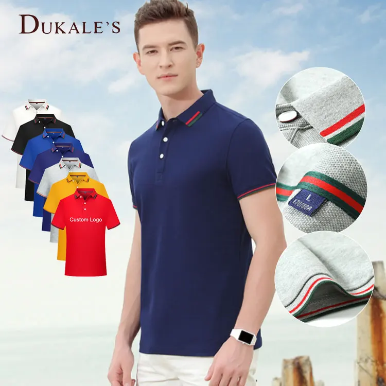 Custom Printed Color Combination Cotton Polyester Men logo Polo Shirt Collar Plain Navy 100% Cotton Men Polo Shirt With Lining