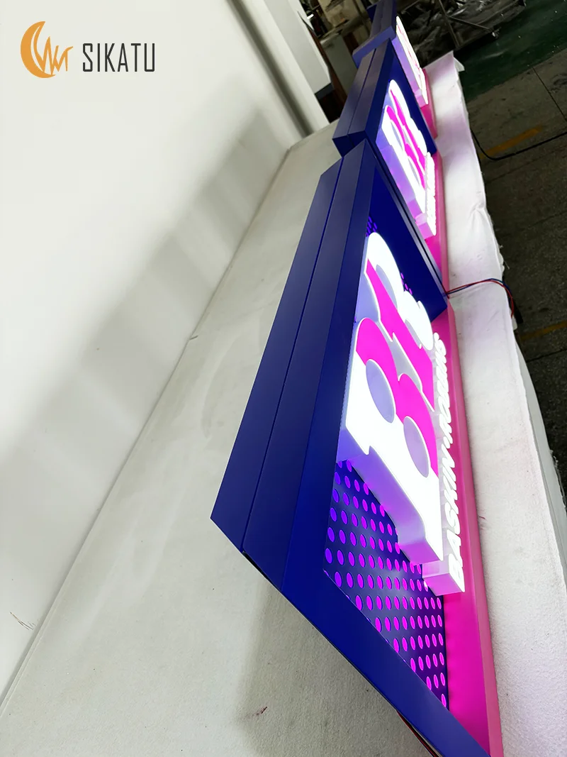 High Brightness Led Acrylic Letters Steel Back Plate Abs Frontlit 3D Square Logo Display Signage Board Shop Business Brand Sign