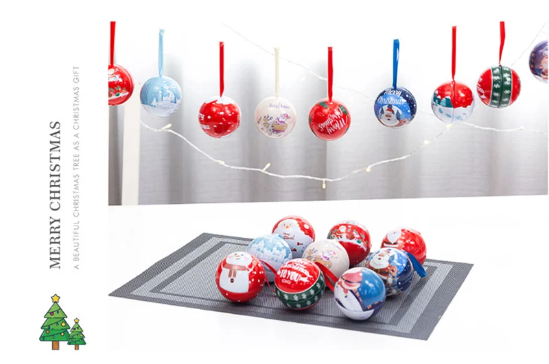 Металлические украшения на заказ круглая банка для конфет коробка Рождественские шары в