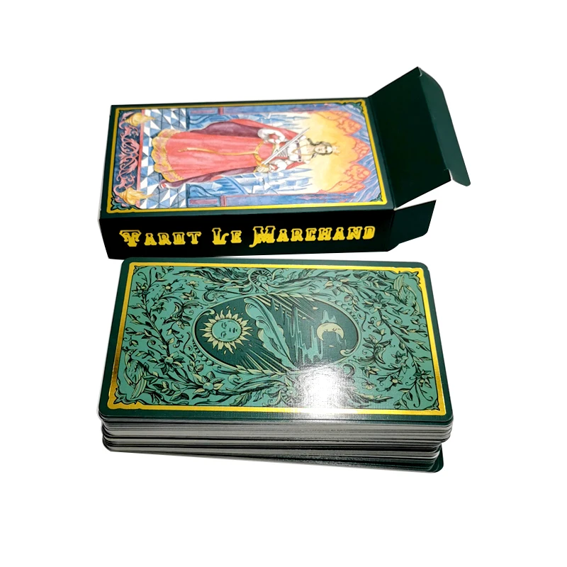 High Quality Custom Printing tarot cards Art Paper playing Cards with gold silver edges Oracle Tarot deck  tuck box  fun games