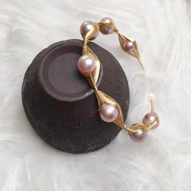 14K Gold Plating Pearl Bead Adjustable Cuff Opening Bracelet Imitate Fresh Water Pearl Dangle Jewelry