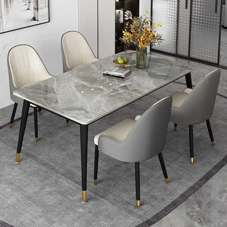 Italian Style  Dining Room Furniture Cheap Price  Marble Dining Tables Set High Quality Quartz Stone Top Dining Tables