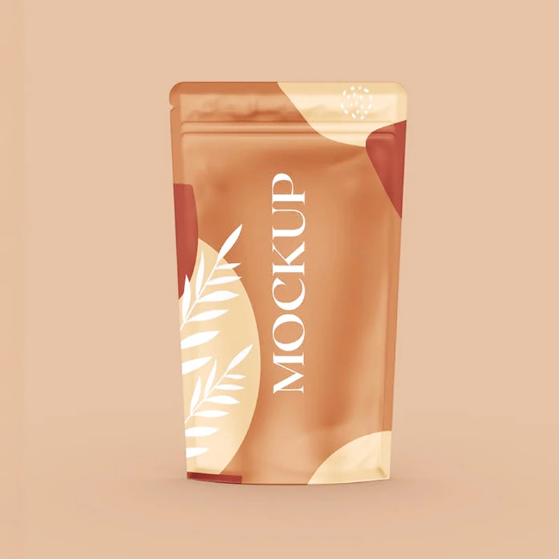 Environmental Friendly Custom Kraft Paper Flexible Packaging Kraft Coffee Ziplock Stand Up Pouch Bag